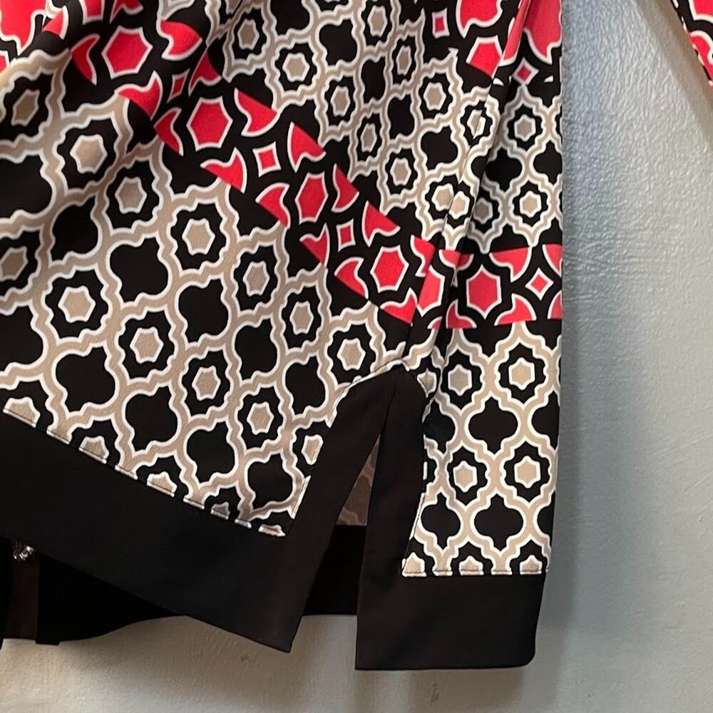 Dana Buchman Tunic Top Size Large Geometric Stretch Coral Preppy Old Money Chic - Picture 4 of 8